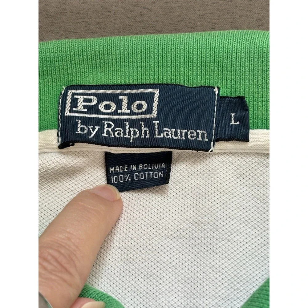 Vintage 90s Polo Ralph Lauren Mens Ringer Polo XL Shortsleeve Preppy Tennis
